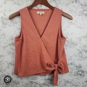 Madewell Textured Pink Wrap Blouse